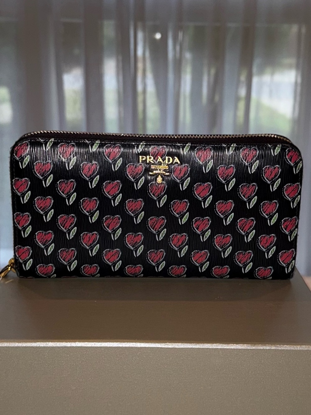 Prada Vitello Move Love Continental Zip Wallet
